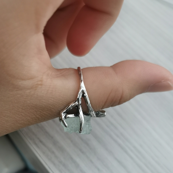 Ethnic boho druzy stone branch ring size 7 - Picture 3 of 9